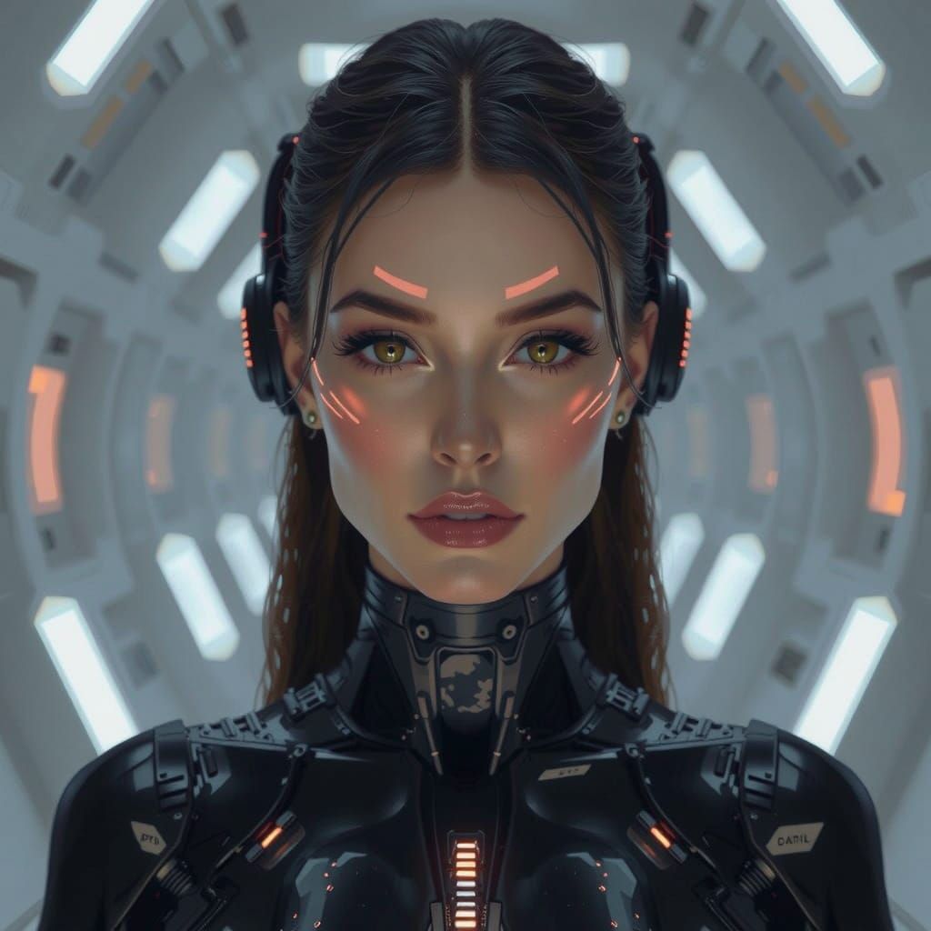 Futuristic AI Hybrid in Cyberpunk Style
