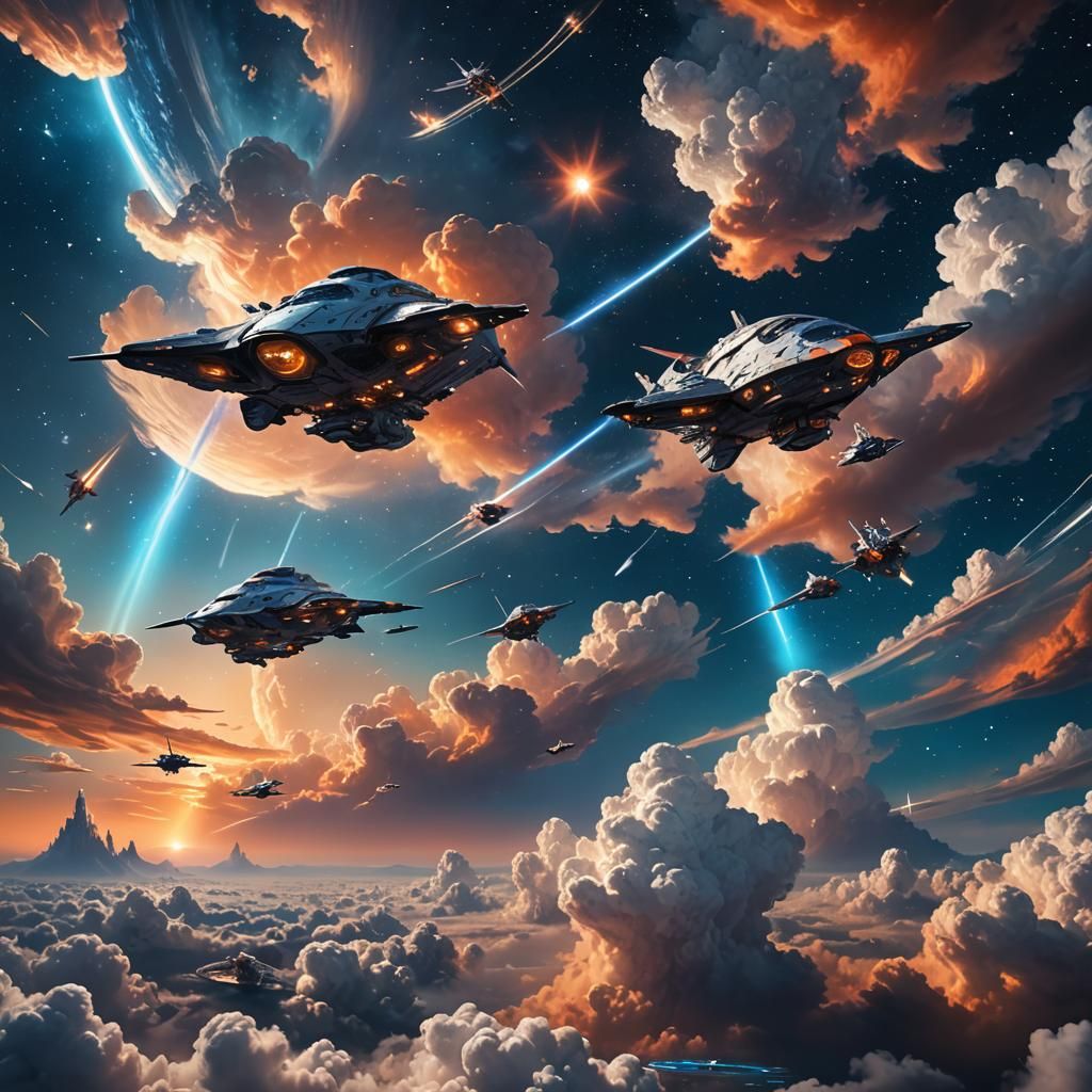 Spaceships in a Galactic Night Sky