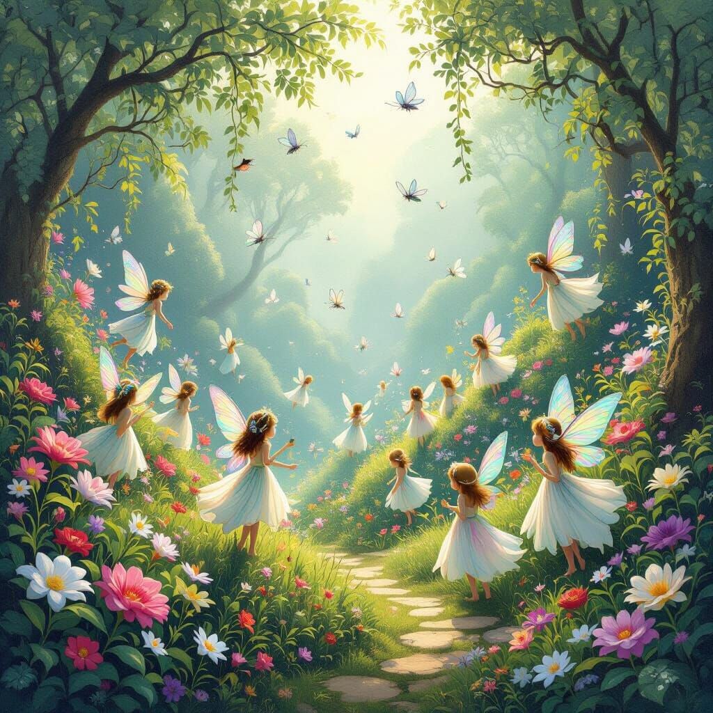 Heavenly Garden with Fairies, Gurney Style