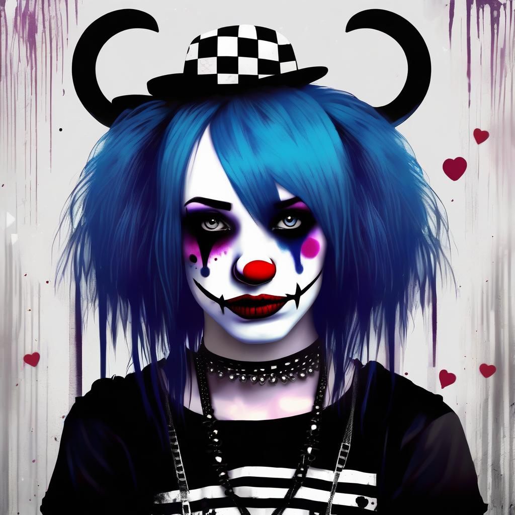 Gothic Emo Girl Clown in AI Art