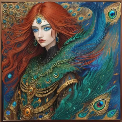 Dragon Woman Portrait in Abstract Expressionism Style