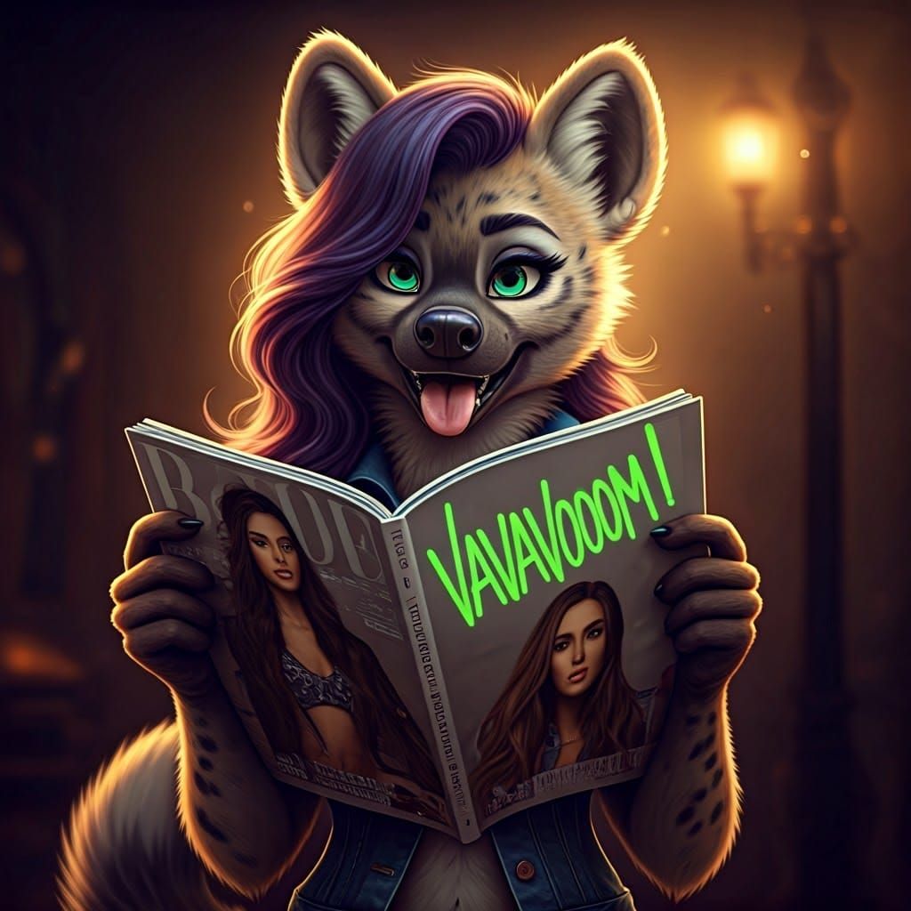 Gorgeous She-Hyena Holds Hyperrealistic Magazine Centerfold