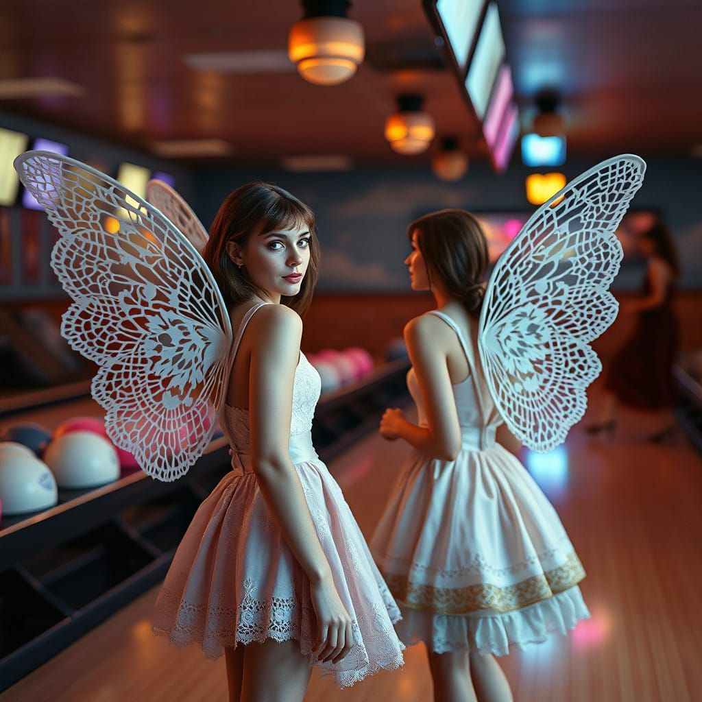 Whimsical Fairy Ladies Bowling in Vintage Glamour