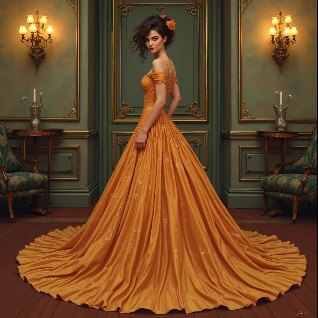 Elegant Ballroom Beauty in Art Nouveau Style