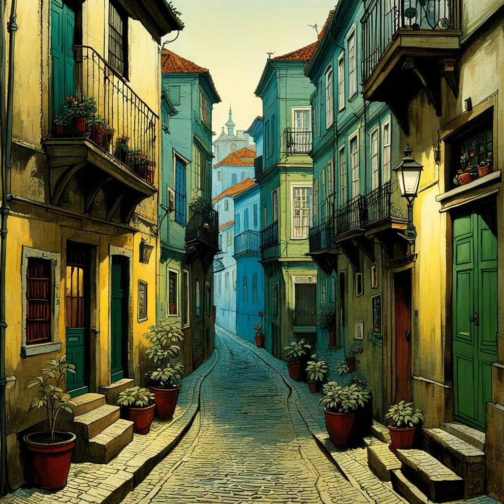 Portuguese Alleyway in Victorian Style