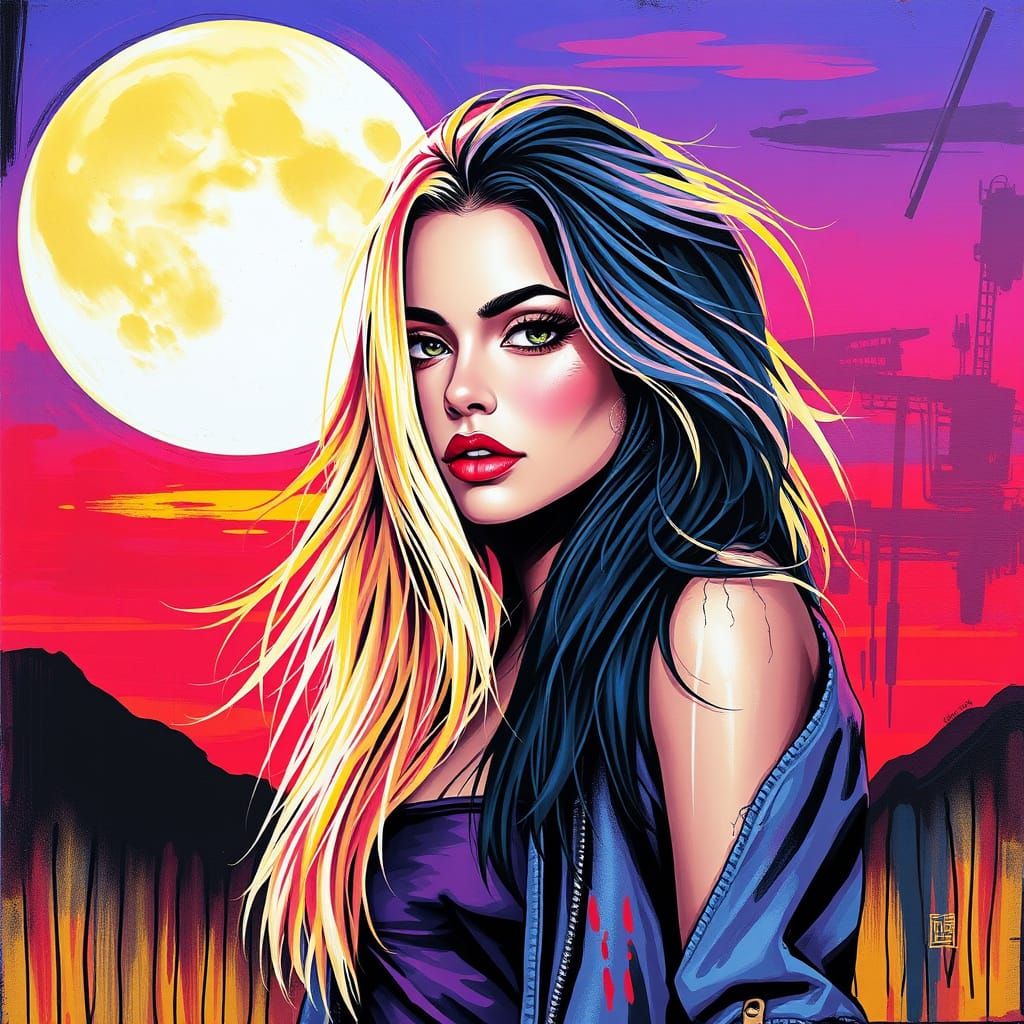 Dual-Toned Graffiti Queen in Polychromatic Setting