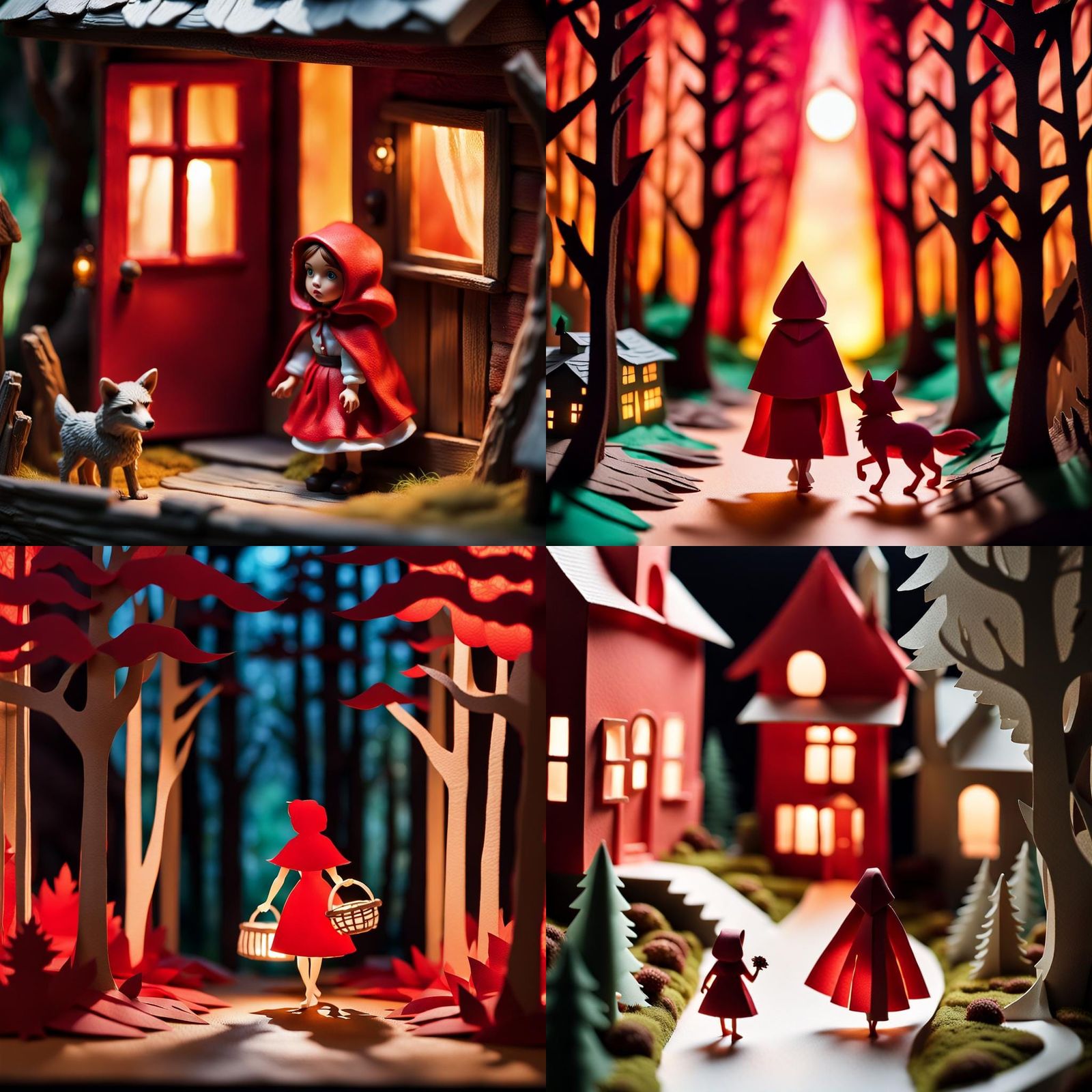 Little Red Riding Hood Paper Diorama in Expressive Style