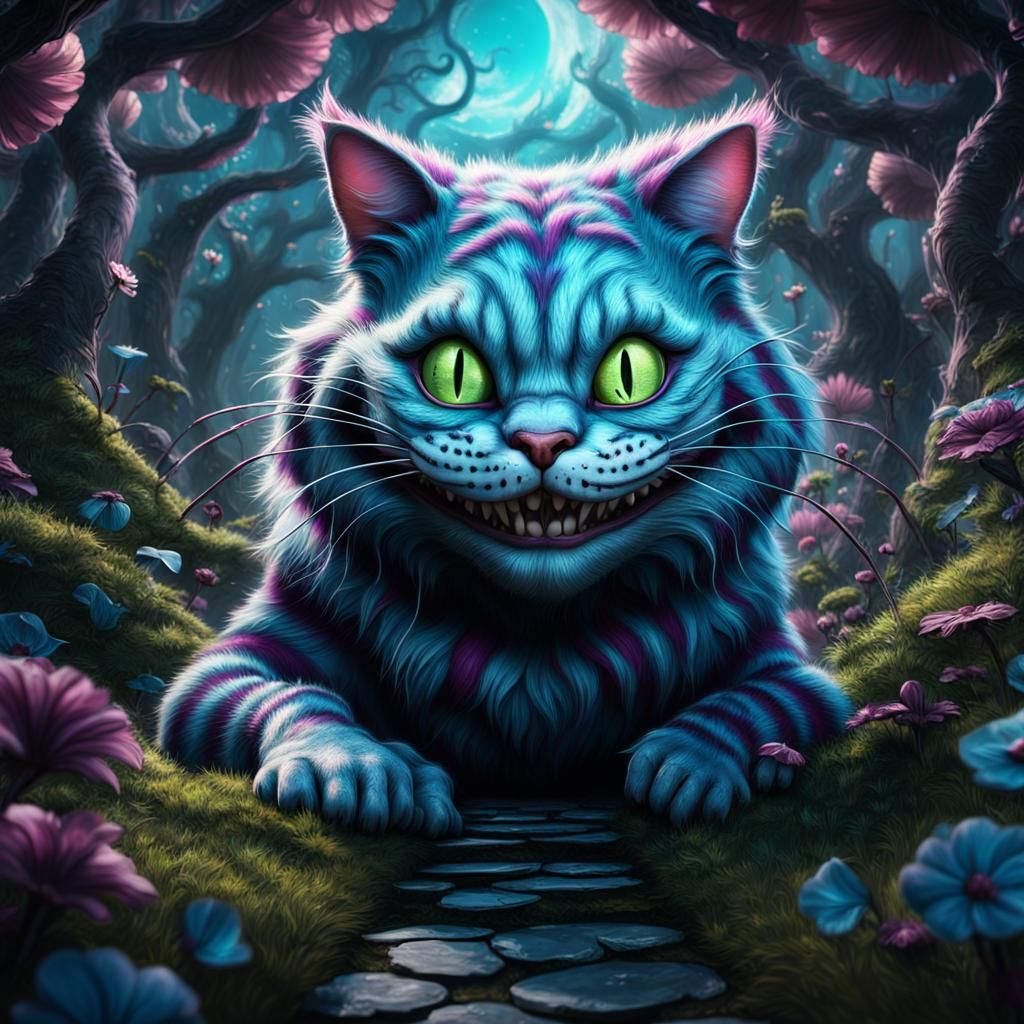 Cheshire Cat in Wonderland: Detailed Fantasy Art