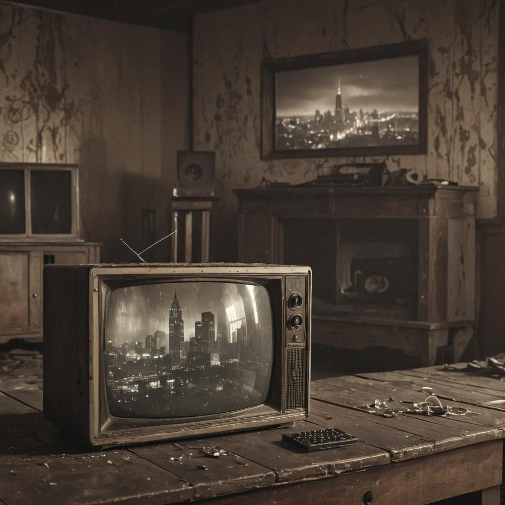Retro Futuristic TV in Abandoned Room