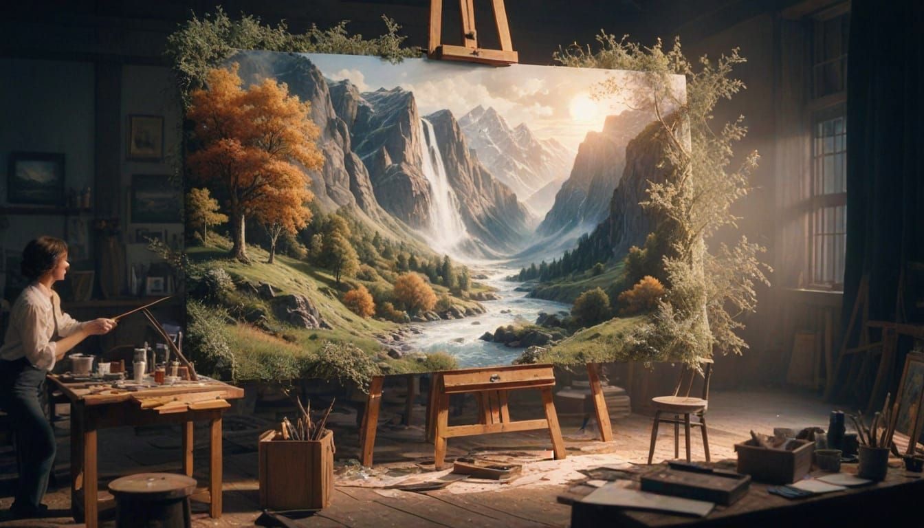 Landscape Painting Comes to Life: Cinematic Film Still