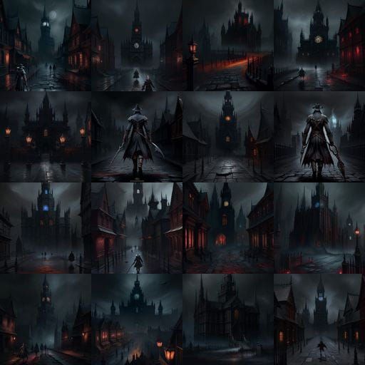 Ethereal Old Townscape in Deep Fantasy Colors