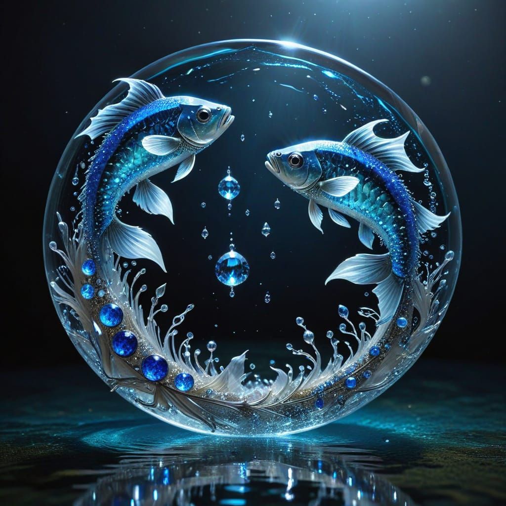 Stunning Jewel Fish in a Circle of Sparkling Blue