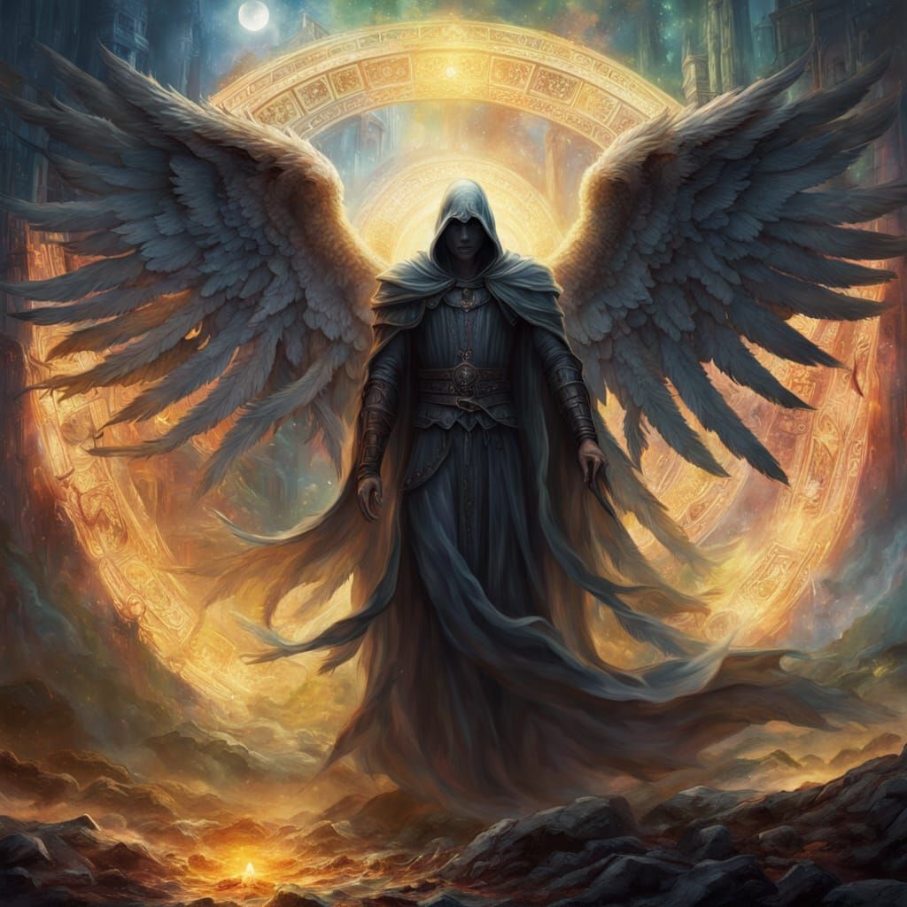 Angel of Death in Vibrant Oil Painting