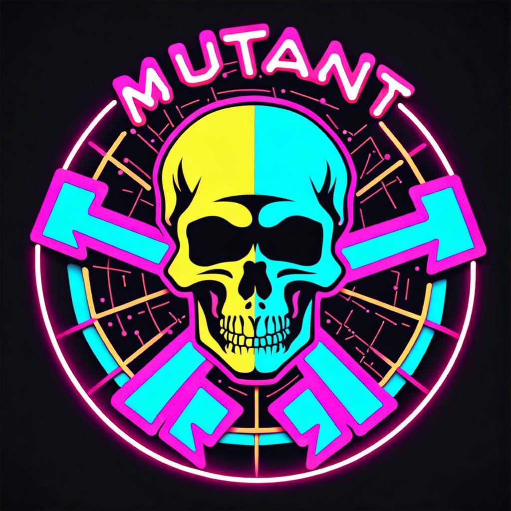 Mutant Logo in Synthwave Neon Retro Style