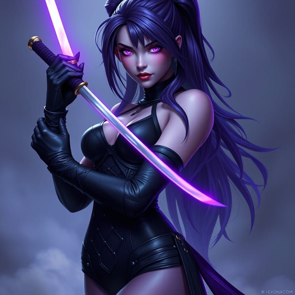 Ethereal Psylocke in Fantasy Hyperdetailed Style