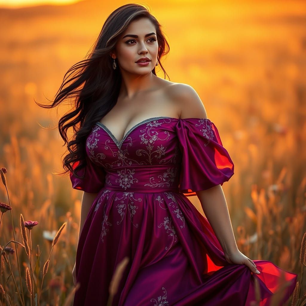 Ethereal Goddess in Golden Sunset Glow