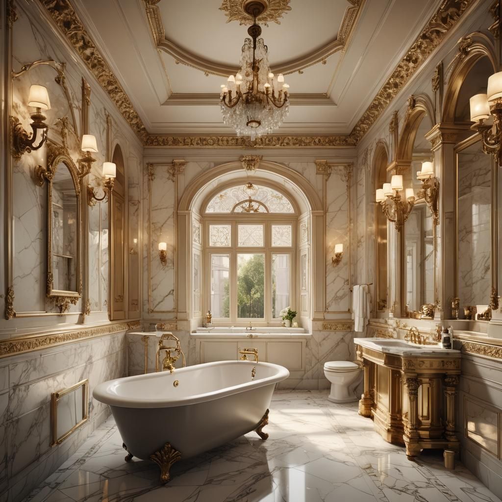 Ornate Victorian Bathroom in Hyperrealistic Academic Art