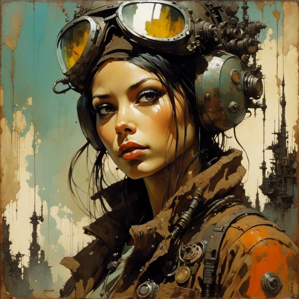 Biopunk Girl Portrait in Dieselpunk Style