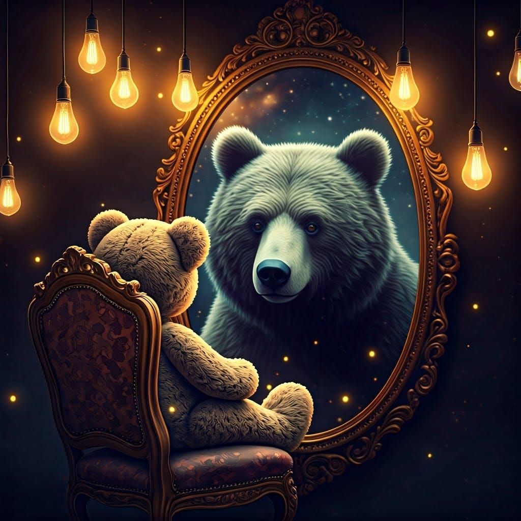 Teddy Bear's Dream: A Glimpse into a Celestial Reflection