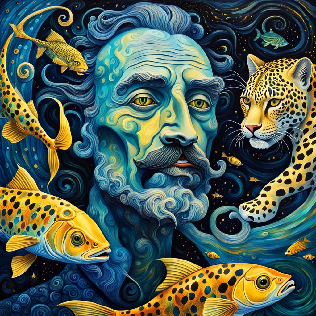 Surreal Dream-Shaper God with Sky Panther