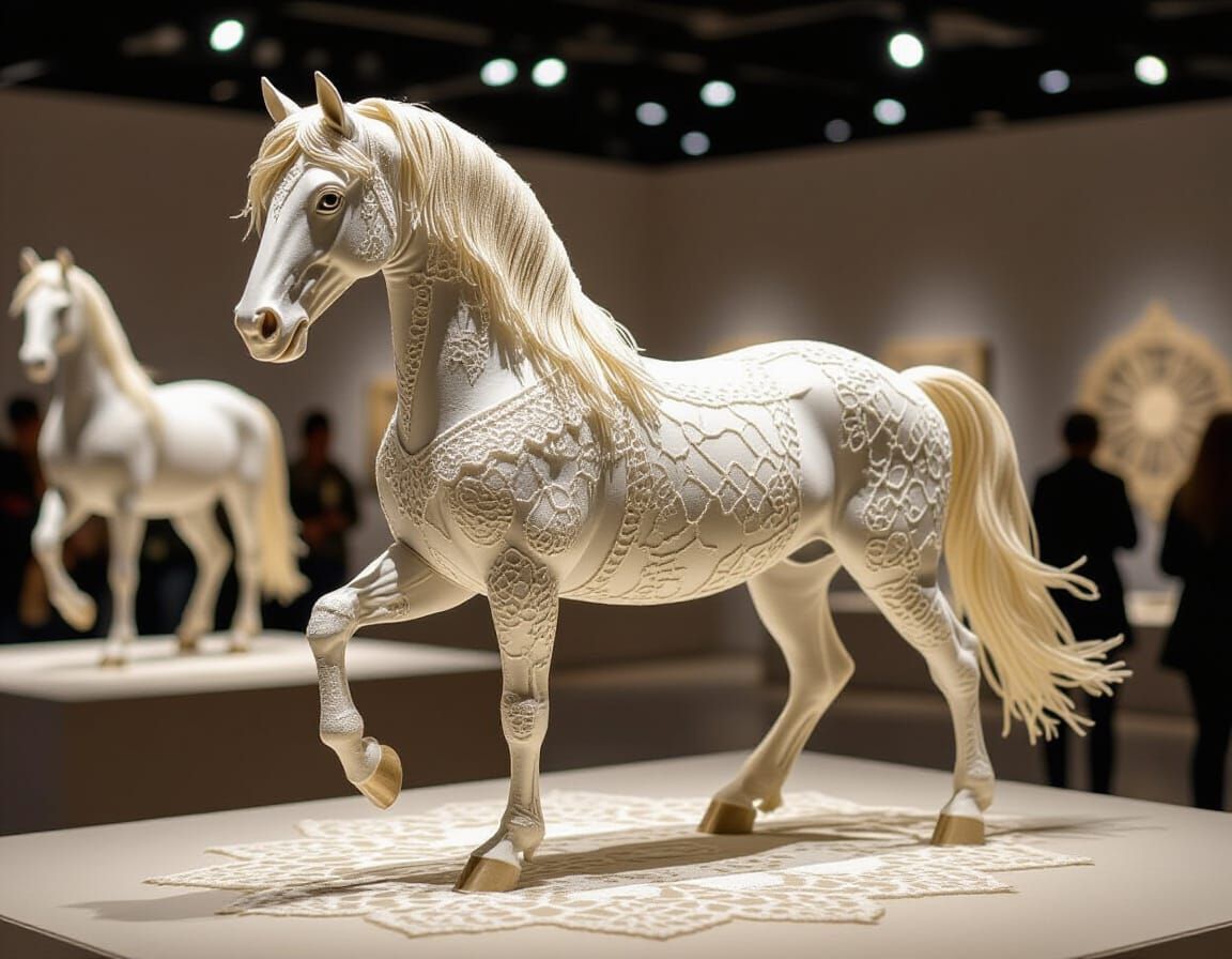 Exquisite Bobbin Lace Horse Artwork