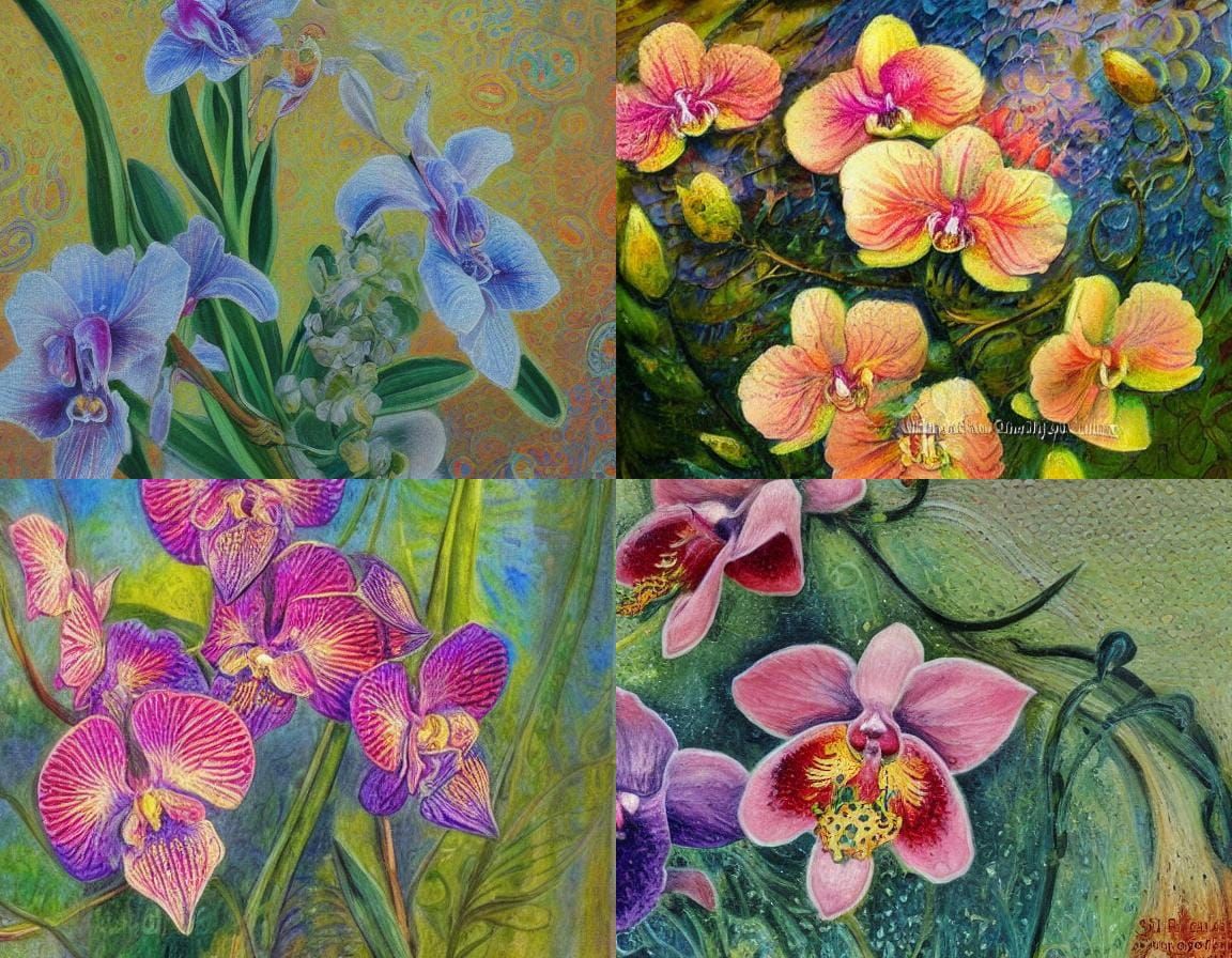 Ethereal Orchid Hybrid in Neo-Impressionist Style