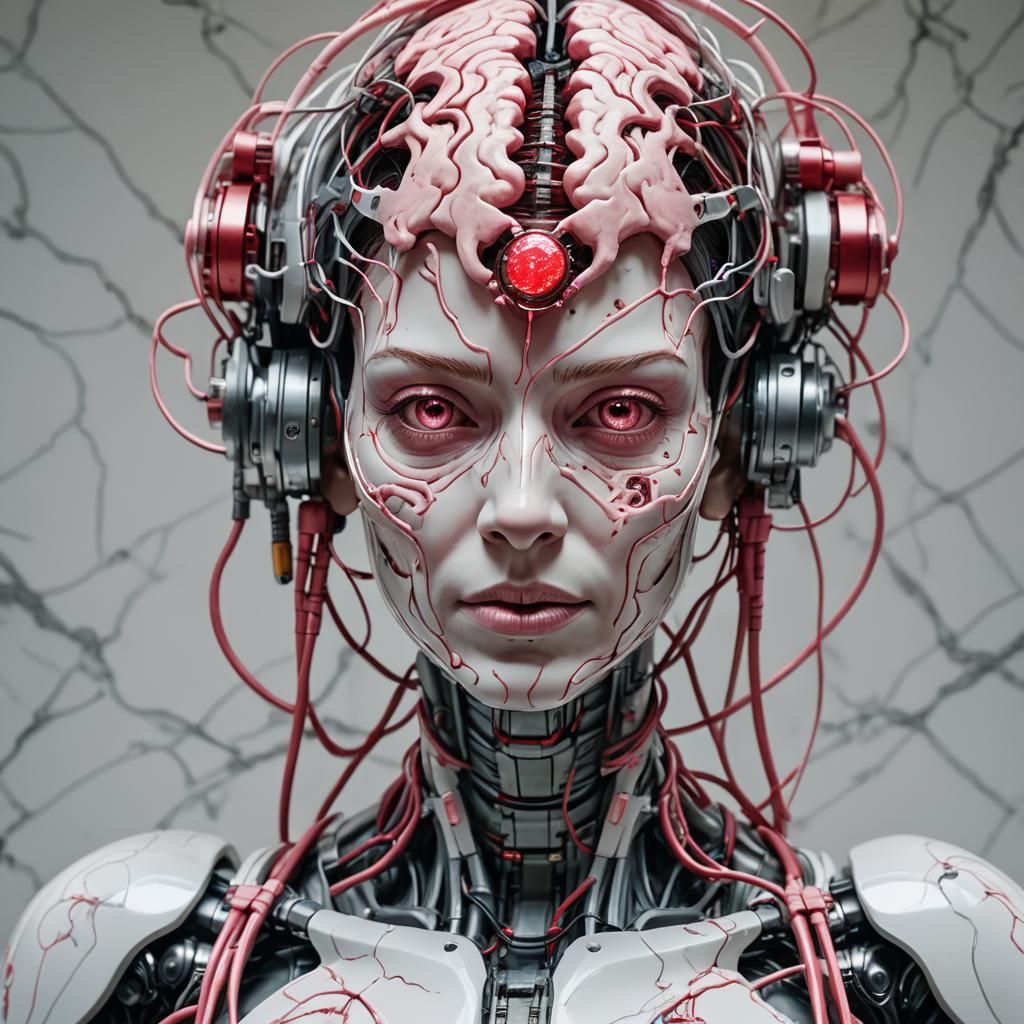 Biopunk Cyborg with Visible Brain and Heart
