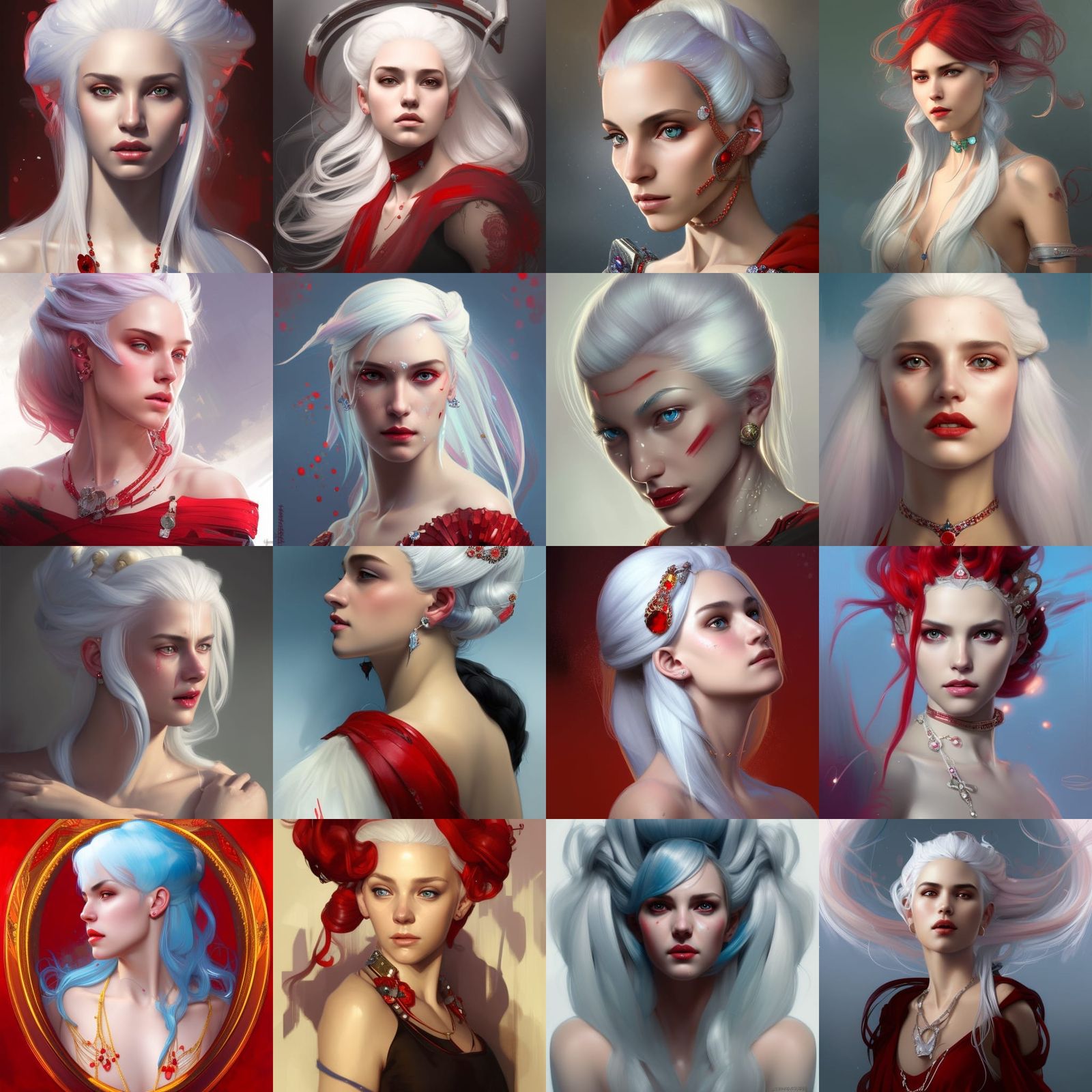 White-Haired Princess Portrait in Hyperdetailed Digital Art