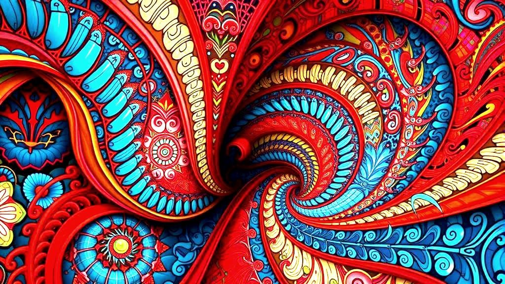 Abstract Fractal Art in High Contrast Colors