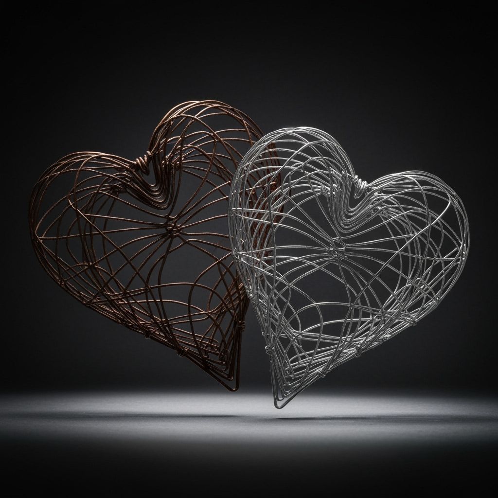 Intertwined Metal Wire Heart Sculptures