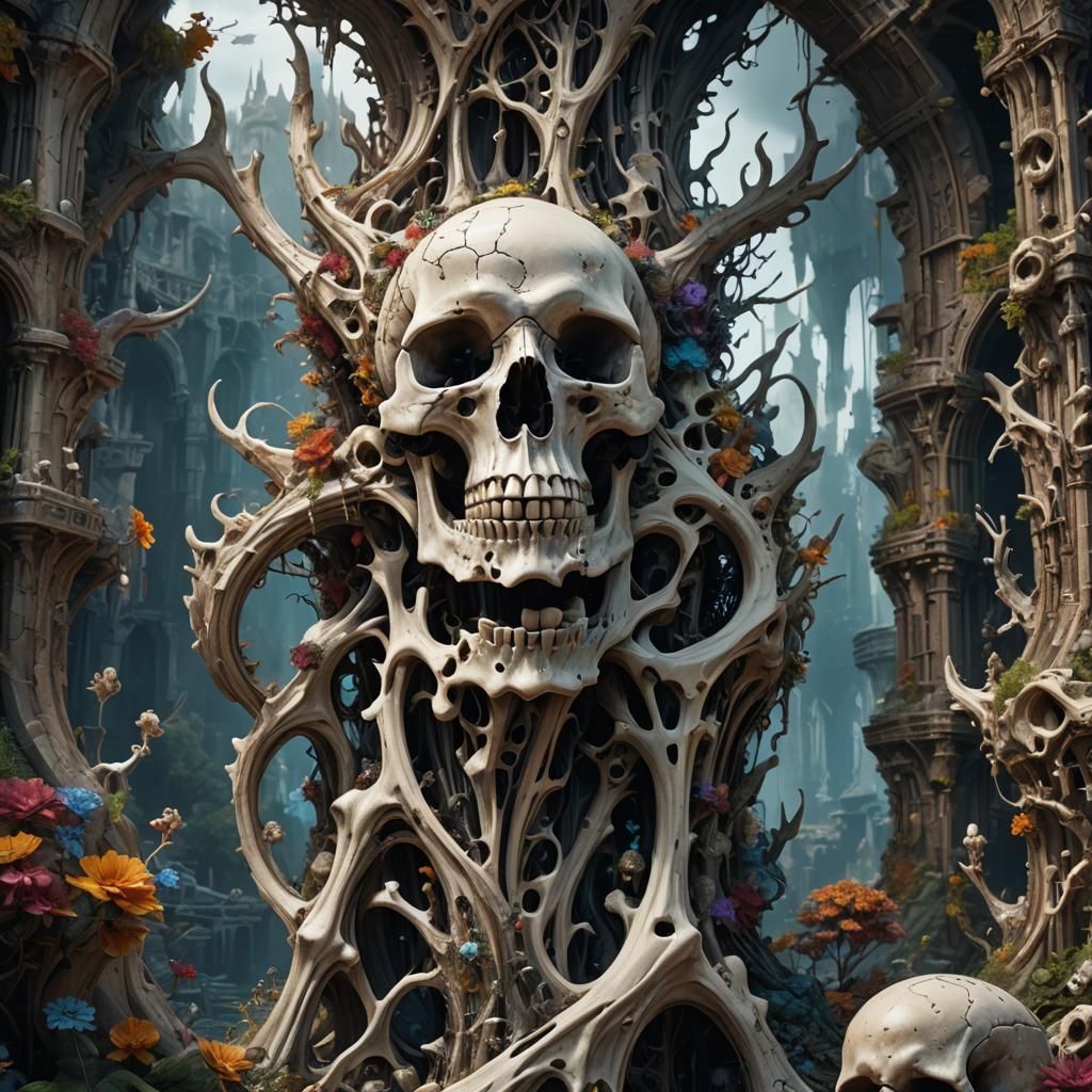 Detailed Bone Matte Painting in Deep Color