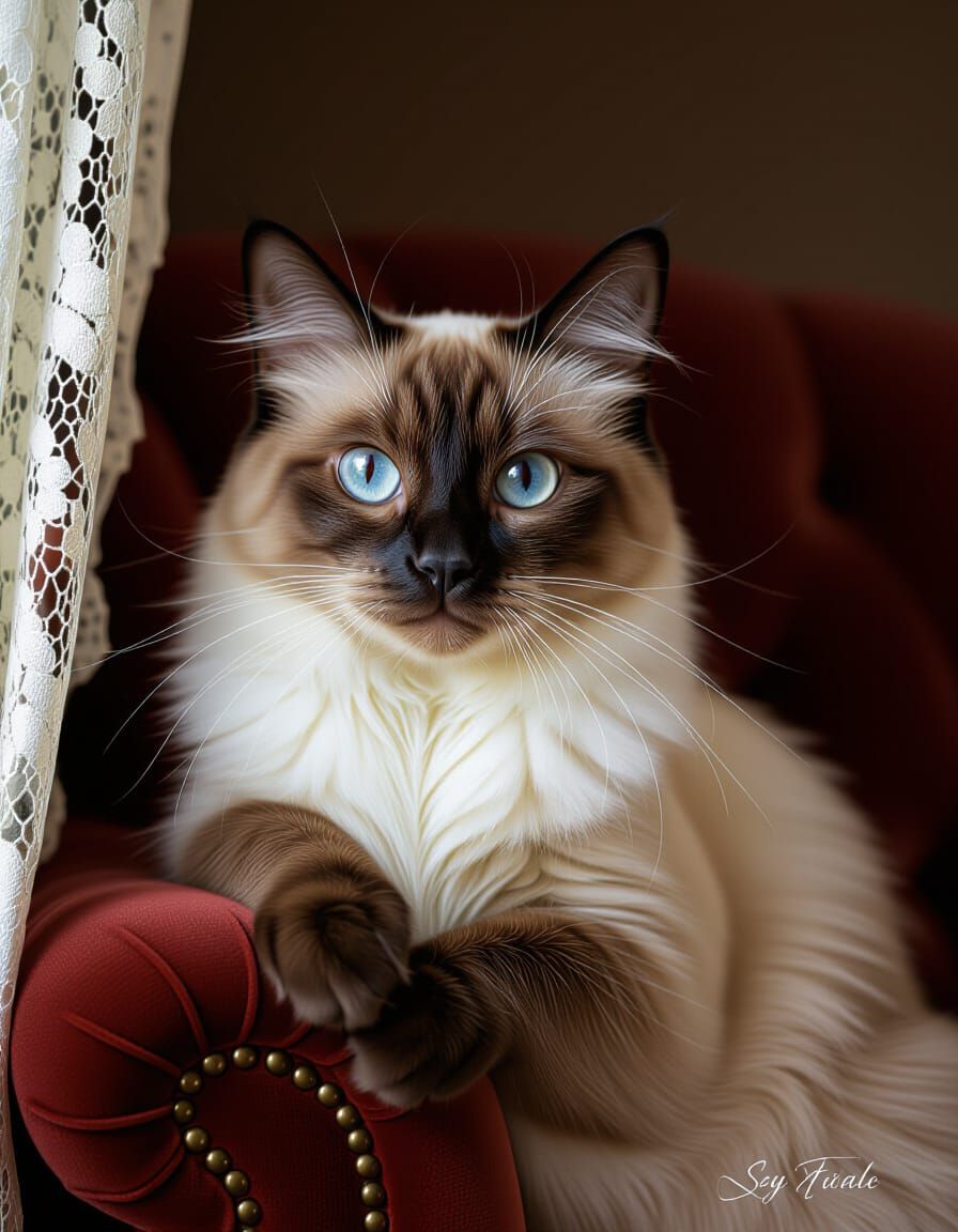 Elegant Siamese Cat Portrait, Hyper-Realistic