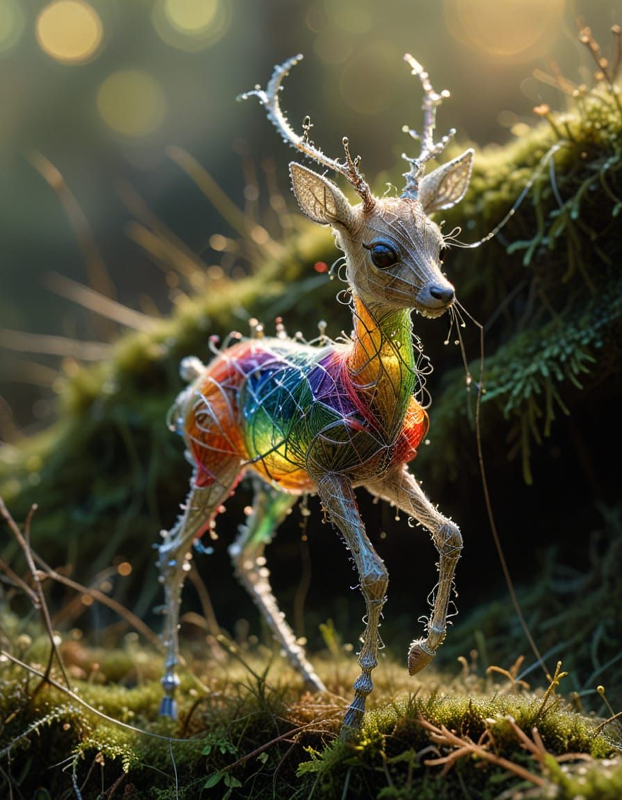 Bambi Spiderweb Sculpture in Warm Sunrise Light