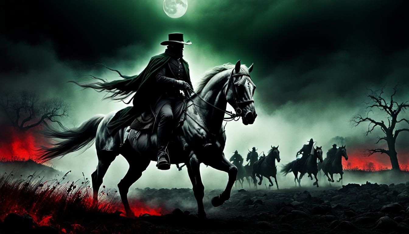 Pale Rider in Decimated Field of the Dead