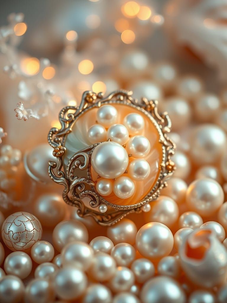 Ornate Nautilus Shell Pearls in Ethereal Glow