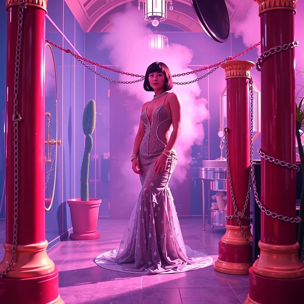 Louise Brooks Portrait with Metallic Reflections