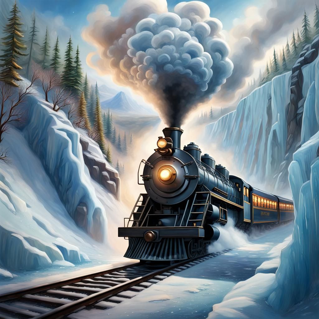Polar Express of Hope: Hyperrealistic Splash Art