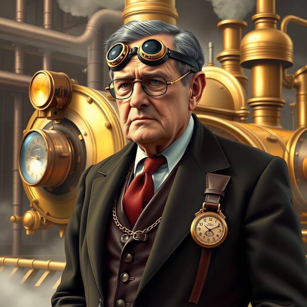 The Steampunk George H.W. Bush: A Majestic Portrait in Brass...