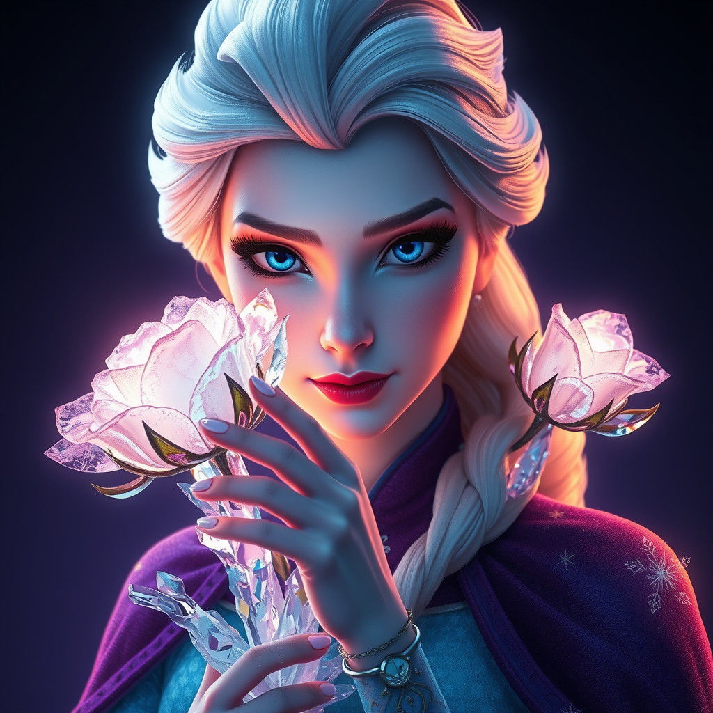 Crystal Elsa: A Frozen Portrait in Fantasy Style