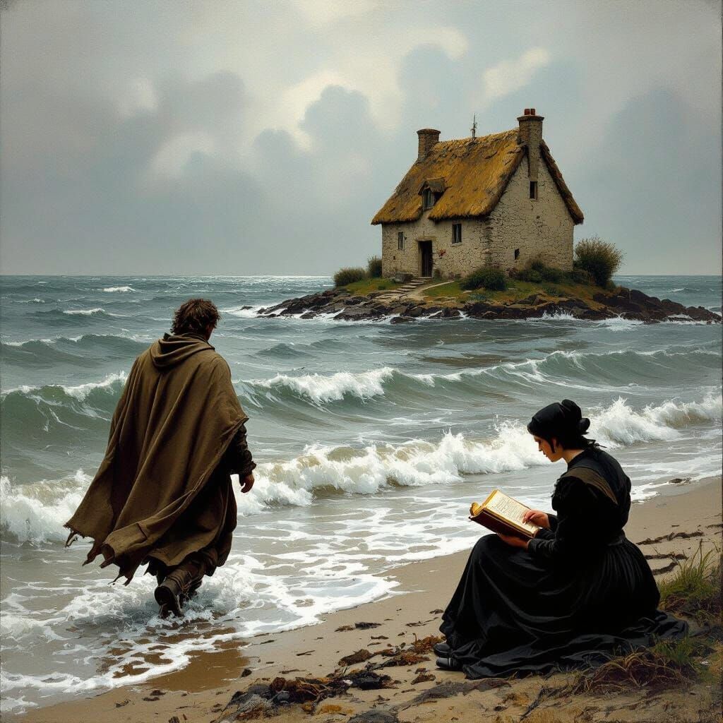 Man Walks to Island: 19th Century Realism