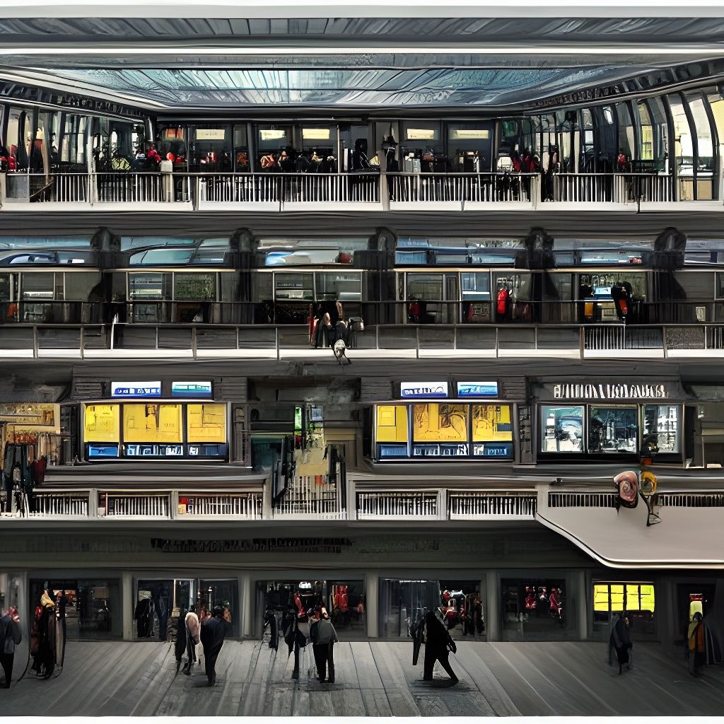 Dystopian Future Transportation Hub Cross-Section