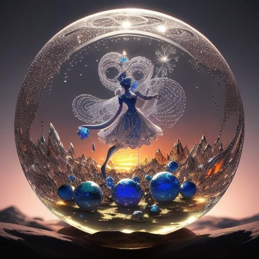 Crystal Orbs with Fairies at Sunset