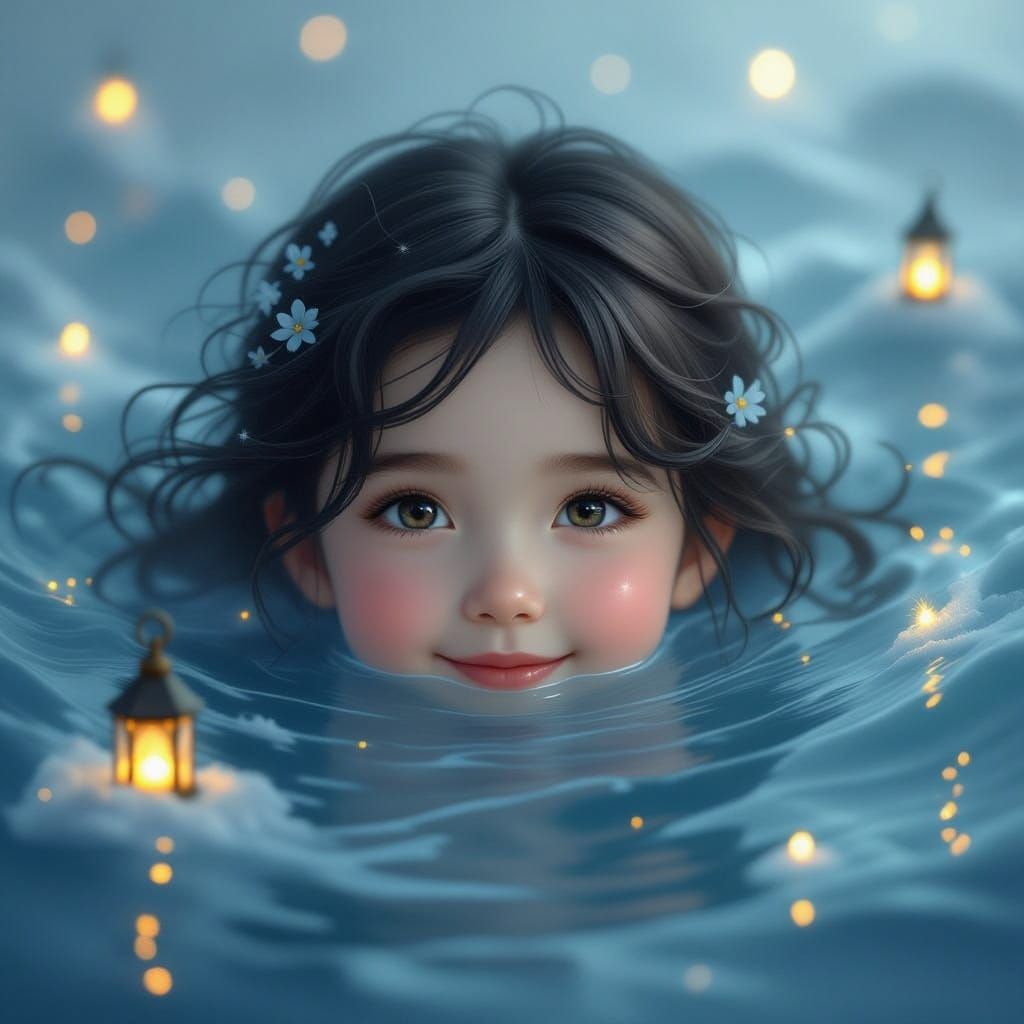 Dreamlike Face in Ethereal Fantasy World