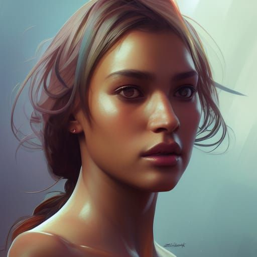 Santosha Portrait in Hyperdetailed Art Nouveau Style