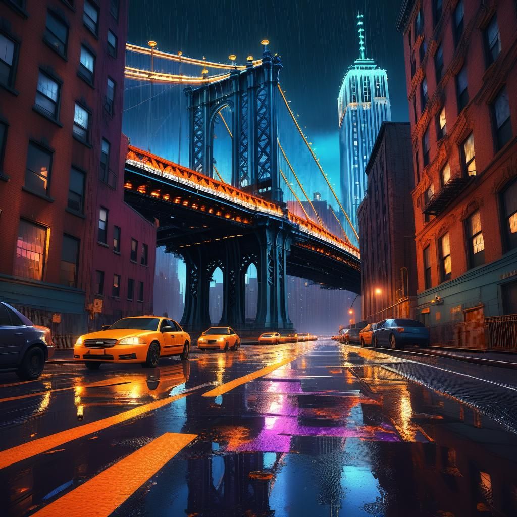 Cyberpunk Cityscape at Night with Neon Lights and Towering S...