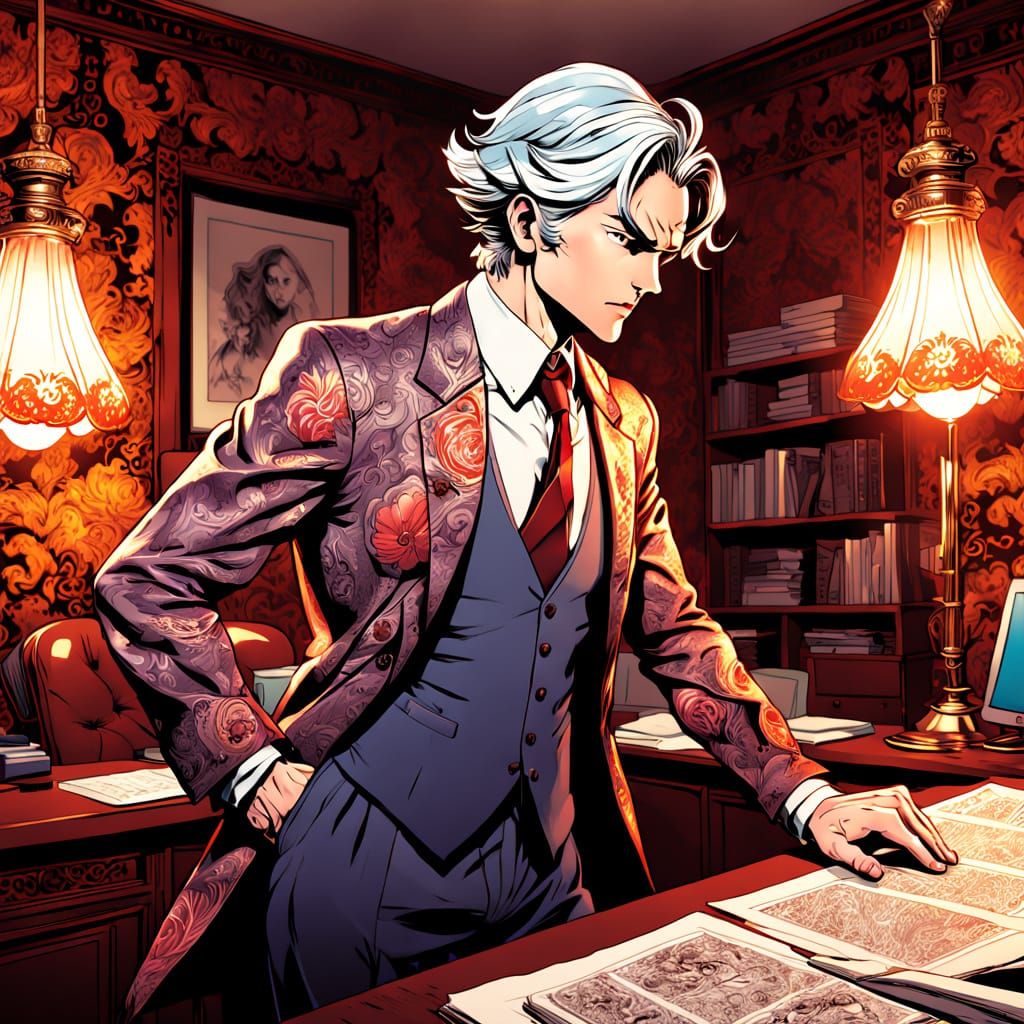 Fantasy Bureaucrat in Ornate Office