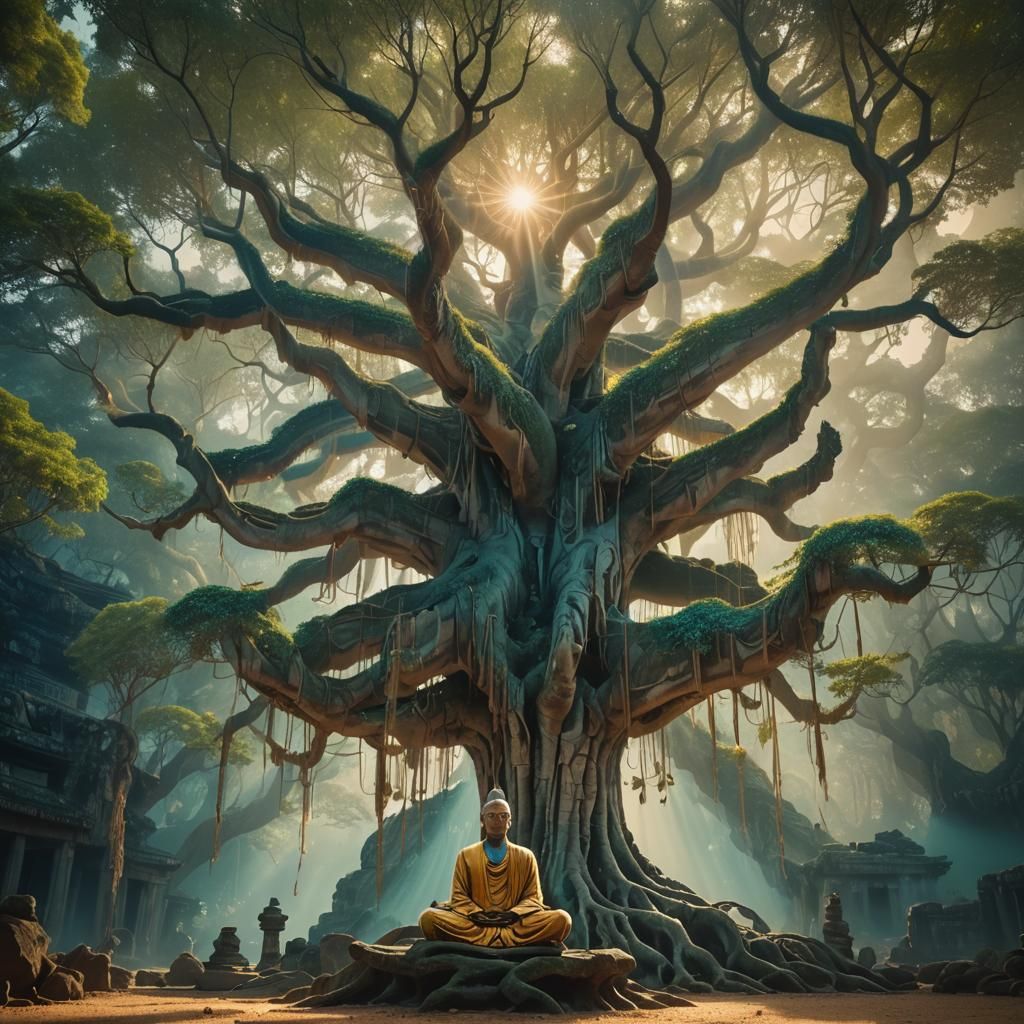 Banyan Tree Meditation: Mystical Matte Painting
