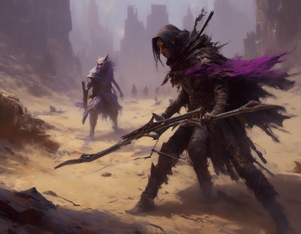 Half Elf Assassin vs Gith Warrior in Dark Fantasy