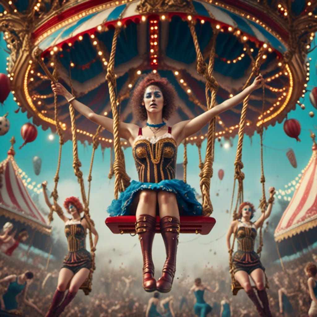 Hyperrealistic Circus Freak Show Conjoined Swingers