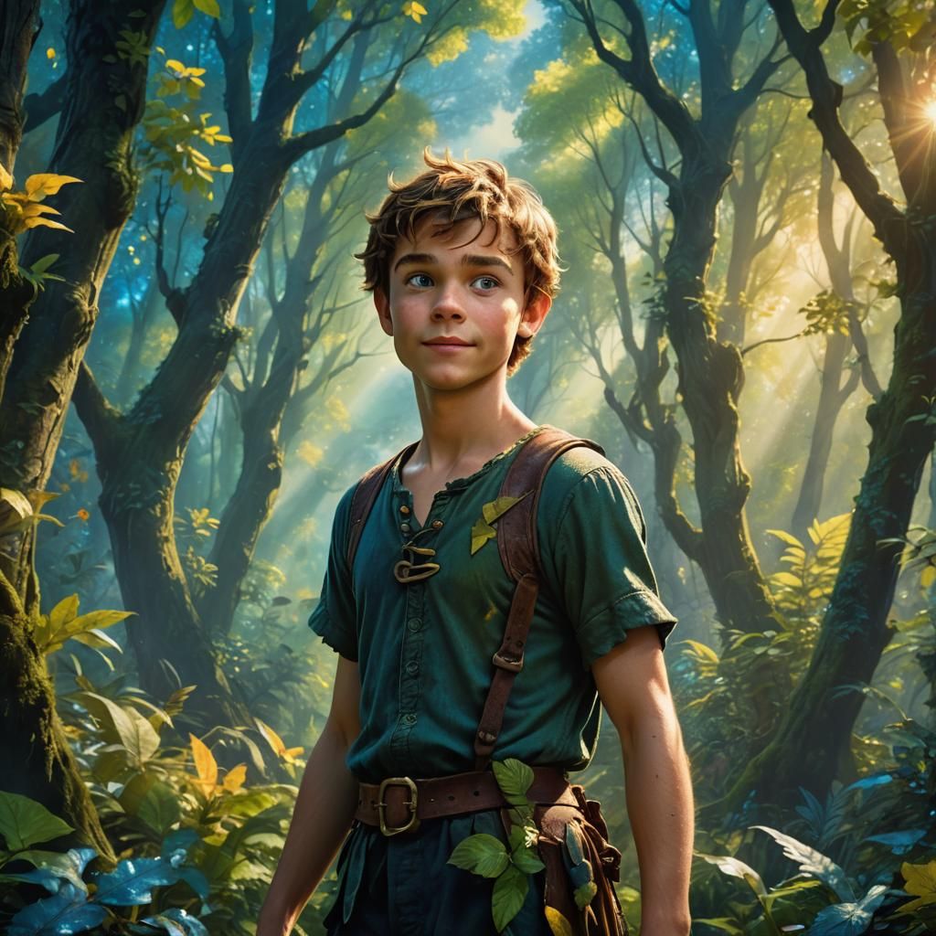 Peter Pan Portrait in Art Nouveau Style